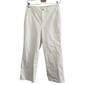 Jenni Kayne Womens Wide Leg Crop Egg Shell White Cotton Blend Jeans 4